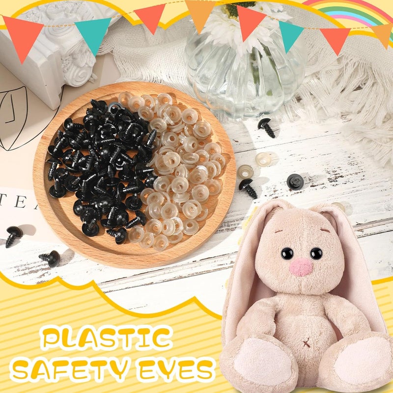 UPINS 600 Pieces 12MM Safety Eyes with Washers Black Plastic Safety Eyes for Amigurumi Doll Crochet Eyes for DIY Crafts Stuffed Animals Making Supplies - Image 5